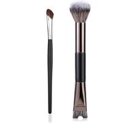 2PCS Nose Contouring Brushes - 2-in-1 U-Shaped Precision Brush & Fluffy Face Brush for Sculpting, Defining and Highlight Makeup