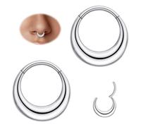 2pcs Nose Rings Hoops for Women-G23 Solid Titanium and 316L Surgical Steel Segment Septum Nose Rings sets,Helix Piercing Jewelry16G 8mm 10mm Teardrop Moon Face Cartilage Clicker Hoop Earrings for Rook