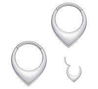 2pcs Nose Rings Hoops for Women-G23 Solid Titanium and 316L Surgical Steel Segment Septum Nose Rings sets,Helix Piercing Jewelry16G 8mm 10mm Teardrop Moon Face Cartilage Clicker Hoop Earrings for Rook