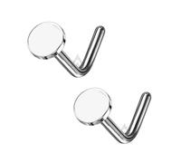 2pcs Nose Stud Plain 3mm Round Flat Top 316L Surgical Steel L Bend Pin Nostril Piercing (Silver)