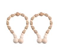 2Pcs Not Tool Installation Curtain Holders Gradients Wooden Beads Window Drapery Tiebacks Holdbacks Home Decors Gradient Wooden Beads Curtain Holders