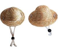 2Pcs Novelty Summer Adjustable Pet Dog Outdoor Straw Hat Puppy Small Kitty Cat Sunhats Dog Hat