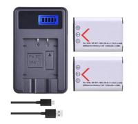 2Pcs NP-BY1 NP BY1 Battery + Charger For NP-BY1 EN-EL11 LI-60B DLI-78 DB-L70 DB-80 Compatible For Sony，For HDR-AZ1 Coolpix S550 S560