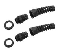 2pcs Npt 1/2 Ip68 Nylon Cable Glands Joint for 6-12mm Cables | Black Pa66 Construction, Integrated Washer, Double Sealing, Spiral Cord Grip, Bend Protection, Electrical Cabinet Entry