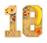2PCS Number Charcuterie Board, Wooden Number Charcuterie Tray, Large Size Decorative Salad Cheese Numbers Platter, Fillable Numbers Charcuteries Board Box for 18th 40th 70th Birthday Party(18)