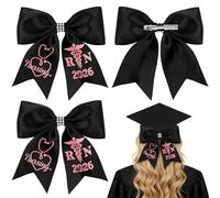 2Pcs Nurse Graduation Cap Bow Decor Class of 2026 Rn Nurse Graduation Cap Topper Bow Clip Hair Accessories Gifts for Graduates Nursing Survivor Grad Decorations-Black