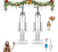 2Pcs Nutcracker Soap Dispenser, Decorative Refillable Christmas Hand Soap Bottle, Transparent ABS Festive Wash Liquid Lotion Pump for Holiday Bathroom & Home Kitchen Accessories Decor Gifts
