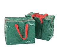 2PCS Nylon Christmas Tree Decoration Storage Bags - Waterproof Zippered, Holds Baubles & Ornaments
