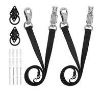 2pcs Nylon Cross Ties for Horses, Adjustable from 43.3" to 80.3" Horse Trailer Tie Straps with Panic Snap & Bull Snap Durable Horse Supplies with Tie Rings & Screws for Stables Fences (Black)