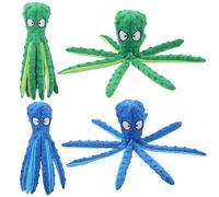 2Pcs Octopus Squeaky Dog Toy - No Stuffing Durable Plush Chew Toy with Crinkle Paper, Interactive Puzzle Toy for Puppy Teething & Boredom, Bite-Proof for Small Medium Large Dogs (Blue Green)