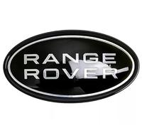2Pcs OEM Front Grille & Tailgate Emblem Decals for Land Rover Evoque,Sport,Discovery,Velar,Defender Chrome 85mm Oval Range Rover Grill Badge Logo with Free Black Surround Cover (Green Silver Badge)
