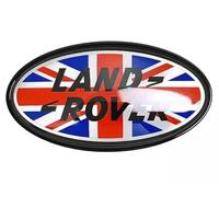 2Pcs OEM Front Grille & Tailgate Emblem Decals for Land Rover Evoque,Sport,Discovery,Velar,Defender Chrome 85mm Oval Range Rover Grill Badge Logo with Free Black Surround Cover (Black Badge)