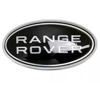 2Pcs OEM Front Grille & Tailgate Emblem Decals for Land Rover Evoque,Sport,Discovery,Velar,Defender Chrome 85mm Oval Range Rover Grill Badge Logo with Free Silver Surround Cover (Green Silver Badge)