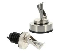 2pcs Oil Bottle Pourer Stoppers, Stainless Steel and Plastic Spouts | Reusable Accessory with Dust Caps, Leakproof Sealing, Polished Smooth Finish, for Home Cooks, Restaurants, Hotels