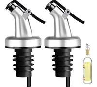 2Pcs Oil Pour Spouts, Olive Oil Vinegar Wine Dispenser with Leak-Proof Cap, Oils Bottle Stopper for Kitchen and Bar
