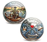 2Pcs Old Bastards Fishing Club Challenge Coin, Creative Angler Commemorative Coin with Double-sided 3D Engraving, No Skunk Luck Token Fishing Gifts for Men Retirees and Fishermen