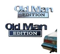 2Pcs Old Man Edition Car Emblem, 3D Metal Sticker Badge Old Man Edition Car Emblem, Funny Waterproof Decal Metal Badge Rust-Proof, Easy to Apply and Clean, for car Truck SUV RV (A+D)