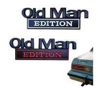 2Pcs Old Man Edition Car Emblem, 3D Metal Sticker Badge Old Man Edition Car Emblem, Funny Waterproof Decal Metal Badge Rust-Proof, Easy to Apply and Clean, for car Truck SUV RV (C+D)