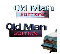 2Pcs Old Man Edition Car Emblem, 3D Metal Sticker Badge Old Man Edition Car Emblem, Funny Waterproof Decal Metal Badge Rust-Proof, Easy to Apply and Clean, for car Truck SUV RV (B+C)