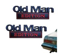 2Pcs Old Man Edition Car Emblem, 3D Metal Sticker Badge Old Man Edition Car Emblem, Funny Waterproof Decal Metal Badge Rust-Proof, Easy to Apply and Clean, for car Truck SUV RV (2*C)
