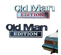 2Pcs Old Man Edition Car Emblem, 3D Metal Sticker Badge Old Man Edition Car Emblem, Funny Waterproof Decal Metal Badge Rust-Proof, Easy to Apply and Clean, for car Truck SUV RV (B+D)
