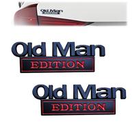 2PCS Old Man Edition Car Emblem, Funny Edition Nameplate Decal for Side Rear Tailgate Bumper, 3D Metal Sticker Badge, for Universal Car Truck SUV(2 Pc Blackred)