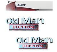 2PCS Old Man Edition Car Emblem, Funny Edition Nameplate Decal for Side Rear Tailgate Bumper, 3D Metal Sticker Badge, for Universal Car Truck SUV(2 Pc Red)