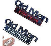 2PCS Old Man Edition Car Emblem, Old Man Edition Car Badge, 3D Metal Emblem Decal Cars Nameplate Sticker for Old Man, Truck Emblems for Cars Side Rear Tailgate Bumper (Black Red+Black White)