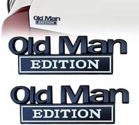 2PCS Old Man Edition Car Emblem, Old Man Edition Car Badge, 3D Metal Emblem Decal Cars Nameplate Sticker for Old Man, Truck Emblems for Cars Side Rear Tailgate Bumper Stickers (Black White)