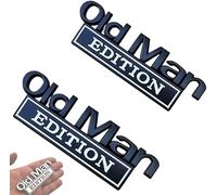 2PCS Old Man Edition Car Emblem, Old Man Edition Car Badge, 3D Metal Emblem Decal Cars Nameplate Sticker for Old Man, Truck Emblems for Cars Side Rear Tailgate Bumper (Black White*2)