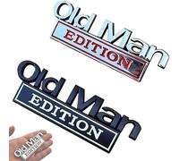 2PCS Old Man Edition Car Emblem, Old Man Edition Car Badge, 3D Metal Emblem Decal Cars Nameplate Sticker for Old Man, Truck Emblems for Cars Side Rear Tailgate Bumper (Silver Red+Black White)
