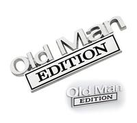 2Pcs Old Man Edition Car Emblem, Practical 3D Metal Sticker Badge and Emblems Sticker, Rustproof Old Man Edition Car Badge, Weatherproof for SUVs Pickups Truck Motorcycles