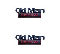 2pcs Old Man Edition Car Emblems, Funny 3D Metal Emblem Stickers, Waterproof Signs And Letters Nameplate Stickers, Car Accessories For Doors And Bumpers 10 X 3 Cm