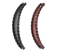 2Pcs One Black And One Brown Tort Banana Clips Fish Clips Vintage Clincher Combs Tool for Thick Curly Hair Accessories Banana Hair Comb Fish Grip Slide Hair Clips Claws Set，Clips and Barrettes