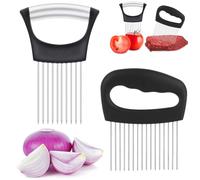 2Pcs Onion Holder for Slicing, Onion Slicer Vegetable Slicers, Kitchen Hacks Gadgets Food Slicer Assistant Tool Kitchen Slicing Tool, Suitable for Vegetable and Meat Potato Slicers
