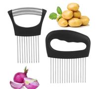 2PCS Onion Slice, Onion Holder for Slicing, Portable Stainless Steel Onion Slicer Holder, Ergonomic Handle Design Kitchen Tool for Vegetables and Meat Meal Prep Assistant