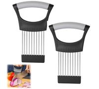 2PCS Onion Slicer and Holder - Kitchen Gadget for Cutting Vegetables, Fruits, Potatoes, Meat, Tomatoes - Anti-Slip Design