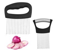 2Pcs Onion Slicer Onion Holder for Slicing, Stainless Steel Onion Cutter with 16 and10 Long Needles, Kitchen Gadgets Tools, Vegetable Slicer Cutter for Tomatoes Potatoes Fruit Meat Tenderizer