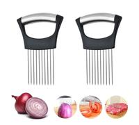 2PCS Onion Slicer, Stainless Onion Holder for Slicing, Onion Holder, Help Fix for Easy Cutting,Cutter Kitchen Gadgets for Cutting Vegetable, Fruit, Potato, Avocados, Meat