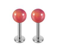 2PCS Opal Ball Labret Piercing G23 Titanium 16g Flat Back Stud Earrings Taper Tragus Dainty Cartilage Helix Conch Lobe Lip Monroe Stud Piercing Jewelry for Women Men, 3mm Opal Ball, Titanium, no