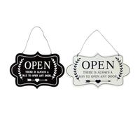 2pcs Open and Closed Wooden Door Signs with Hanging Rope for Store