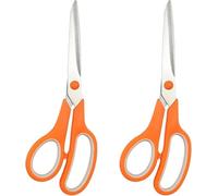 2Pcs Orange 8" Student Scissors, Multifunctional Scissors, Professional Stainless Steel Comfort Grip, Handmade Projects Suitable for Students, Comfort Right/Left Handed Cutting and Measuring Devices
