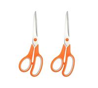 2Pcs Orange 8" Student Scissors, Multifunctional Scissors, Professional Stainless Steel Comfort Grip, Handmade Projects Suitable for Students, Comfort Right/Left Handed Cutting and Measuring Devices