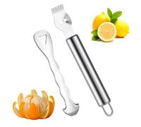 2Pcs Orange Peeler Tool, Stainless Steel Orange Peeler Long Handle Citrus Peelers Tool Ergonomic Serrated Curved Spade Blade Kitchen Gadget for Oranges, Grapefruits, Lemons, Easy to Peel