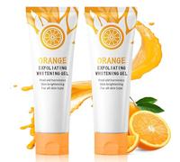 2PCS Orange Peeling Gel, Deep Exfoliating Cleanser for Face and Body, Facial Exfoliator with Orange Bubble Formula, Vitamin C Facial Scrub Gel, Smooth & Radiant Skin, Eliminate Dead Skin Cells