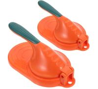2pcs Orange PP Dumpling Press with Ergonomic Handle | Manual Dough Press, Flat Surface Design, Makes Wrappers for Dumplings and Food Skin, Breakfast Shop Tool