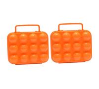 2pcs Orange Pp Outdoor Egg Box Unbreakable Crush Resistant | Buckle Design, Egg Collision Protection, Picnic and Camping Use, 12-slot Capacity