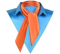 2Pcs Orange Satin Square Scarf and Fake Blue Collar Set Halloween Dickey Collar and Silk Scarf for Party Dress Up, Blue,orange, Medium