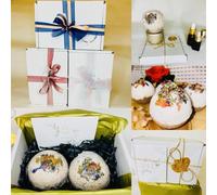 2pcs Organic Bath Bombs with Lavender-Vanilla -Geranium Essential Oils Organic Rose Powder Vegan Bath Bombs Gift Box Vegan Thank You Gift Personalized Note Pampering Spa Gift Men Handmade