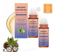 2PCS Organic Castor Oil With Rose Quartz Roller,Gentle Nourishment for Body Skin,Hydrating and Tender Portable Daily Massage Care Lotion,Deep Hydration & Smoothing, for Belly, Face, Body(100ml)